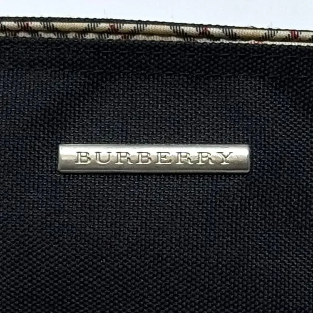 Burberry Black and Beige Plaid Canvas Cosmetic Pouch